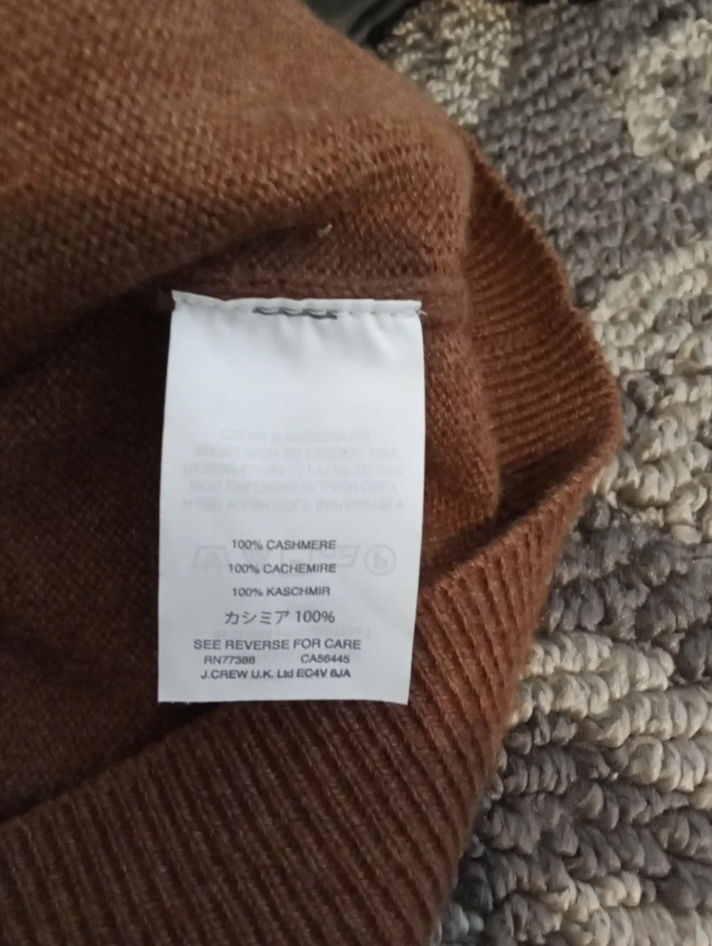 J. Crew Men's Rust Brown Crewneck Sweater Cashmere Italian Yarn Preppy Mens L